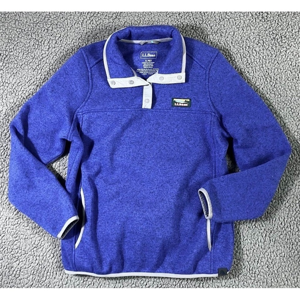 LL Bean Womens Sweater Fleece Pullover Indigo Small Petite - Picture 8 of 14